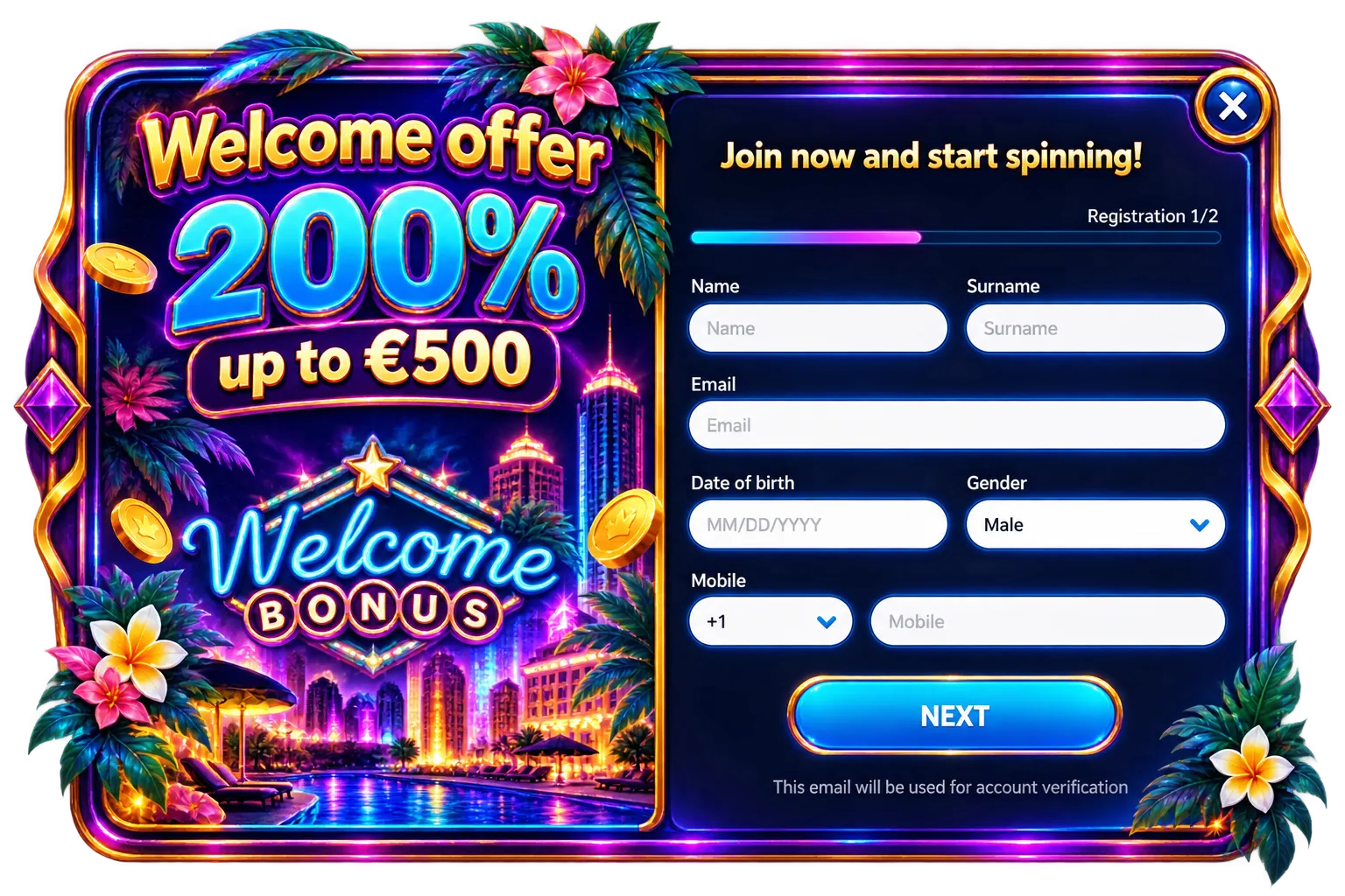 inscription compte casino